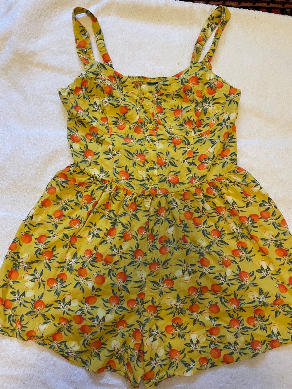 wild fable Yellow Orange Fruit-Print Sundress Romper